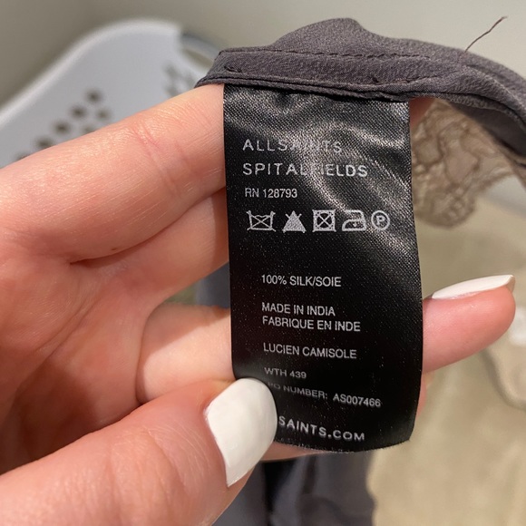 All Saints silk cami with lace trim - Picture 5 of 5